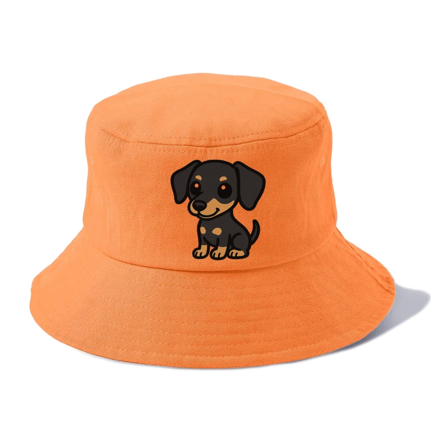 Miniature Pinscher Black And Tan Sitting Pose Portrait Design Bucket Hat