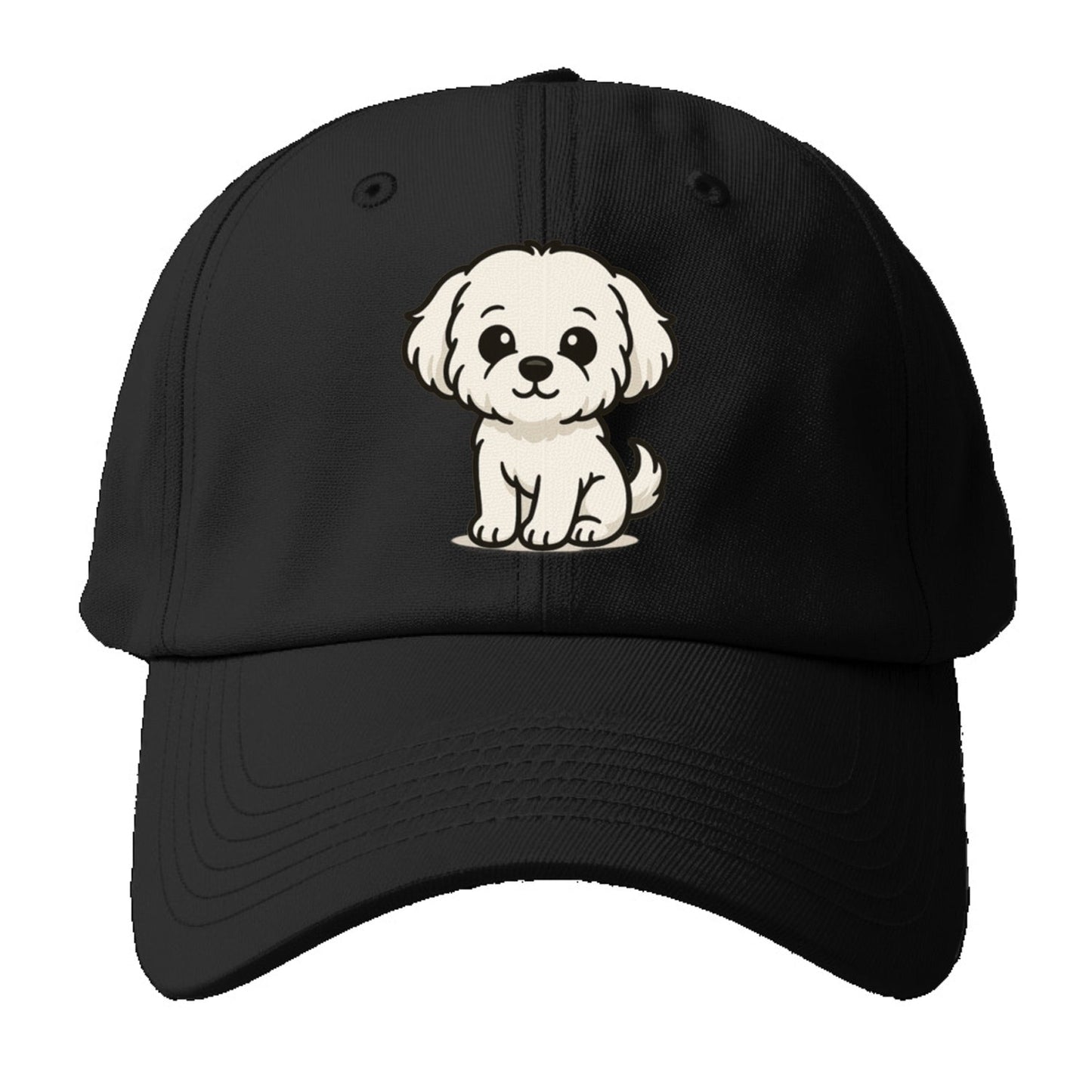 Maltese Pure White Fluffy Sitting Pose Portrait Design Baseball Cap