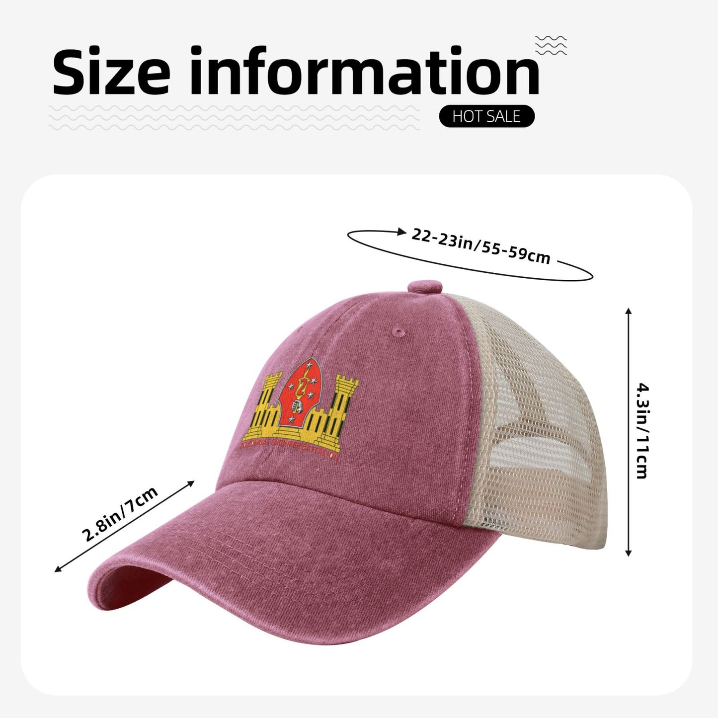 2nd CEB Insignia Printed unisex baseball cap adjustable grid baseball cap veteran gift
