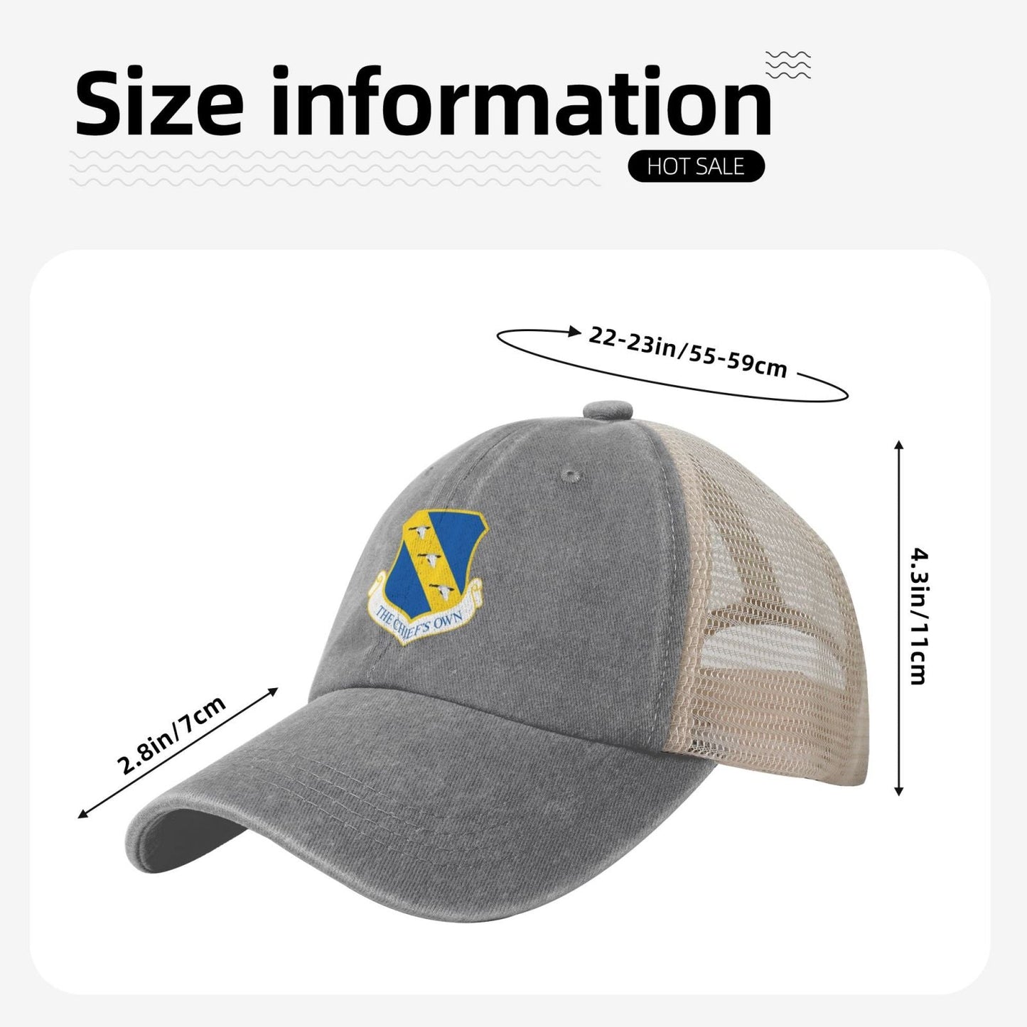 11th Wing Printed unisex baseball cap adjustable grid baseball cap veteran gift