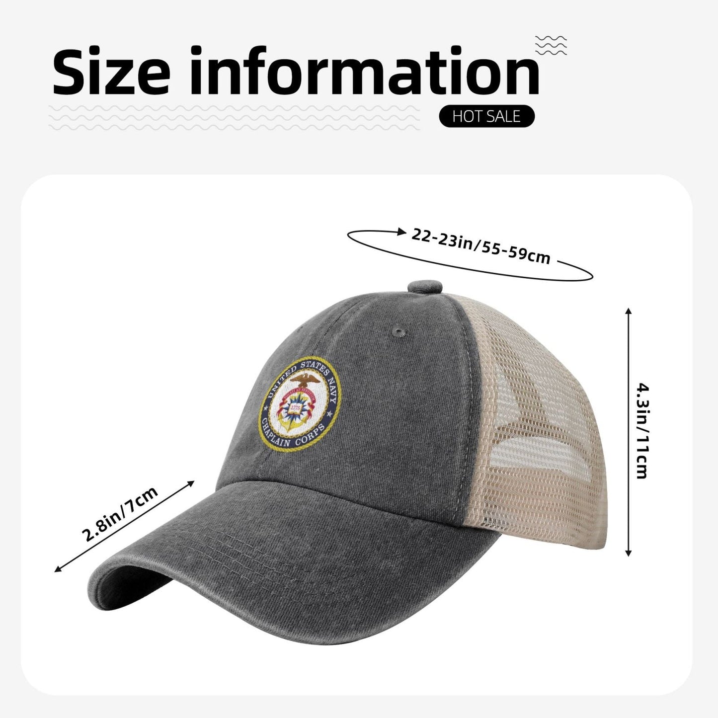 Seal Of The United States Navy Chaplain Corps Printed unisex baseball cap adjustable grid baseball cap veteran gift