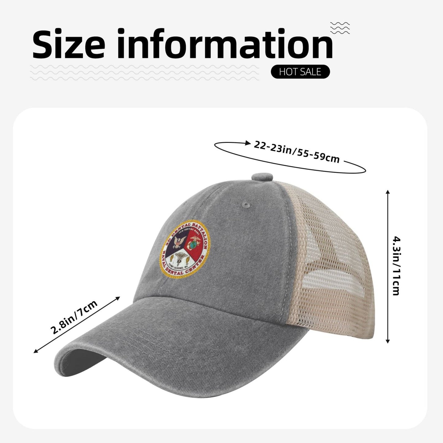 2d Dental Battalion Printed unisex baseball cap adjustable grid baseball cap veteran gift