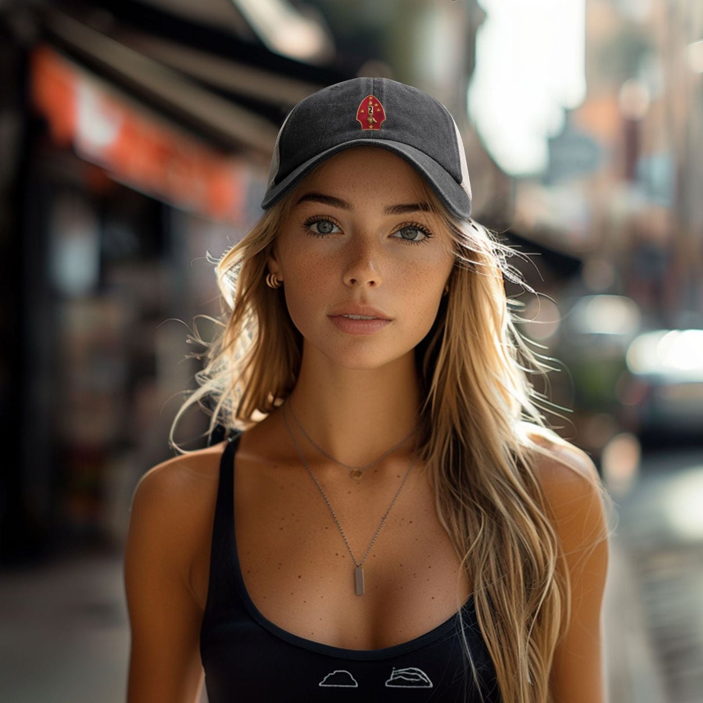 2nd MarDiv Printed unisex baseball cap adjustable grid baseball cap veteran gift