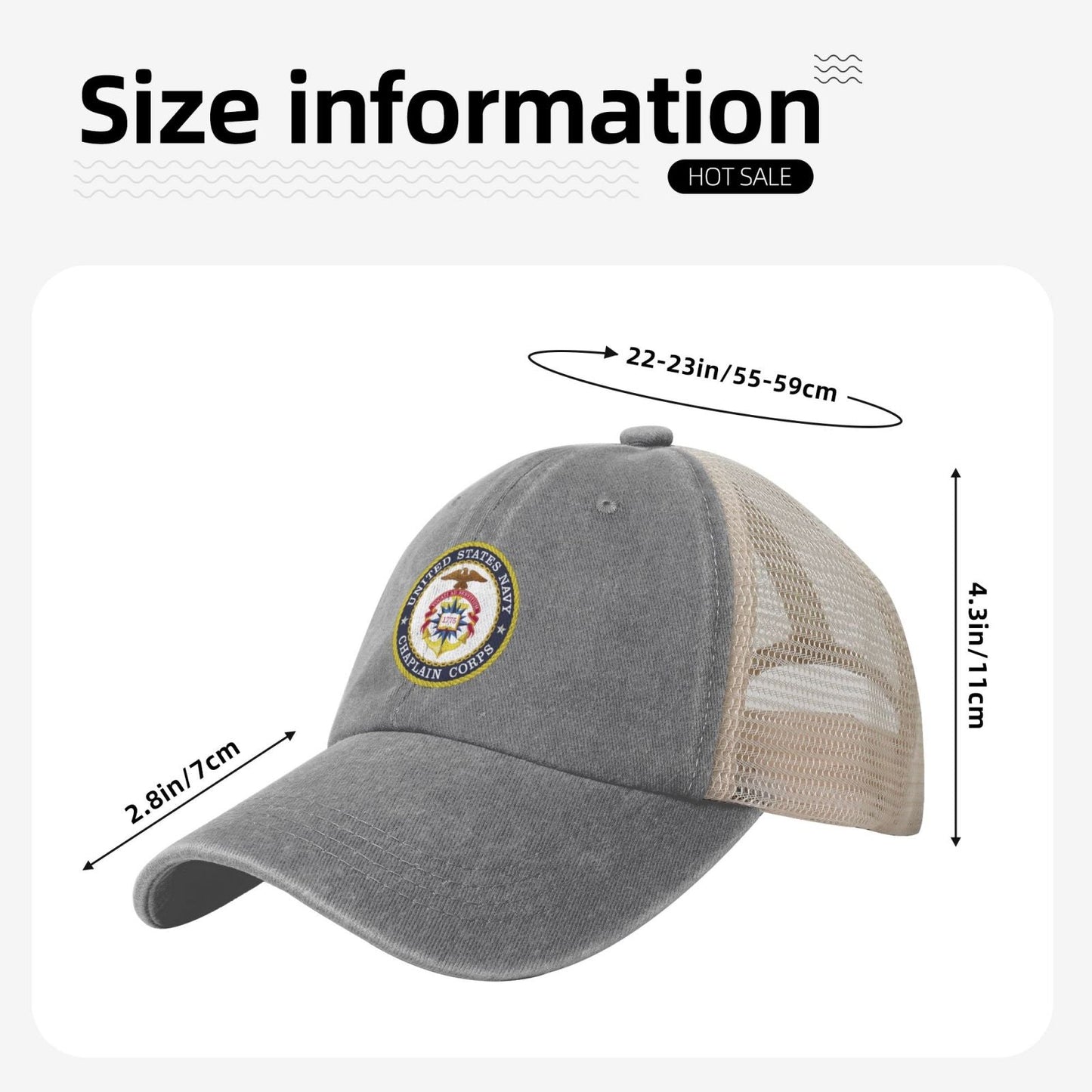 Seal Of The United States Navy Chaplain Corps Printed unisex baseball cap adjustable grid baseball cap veteran gift