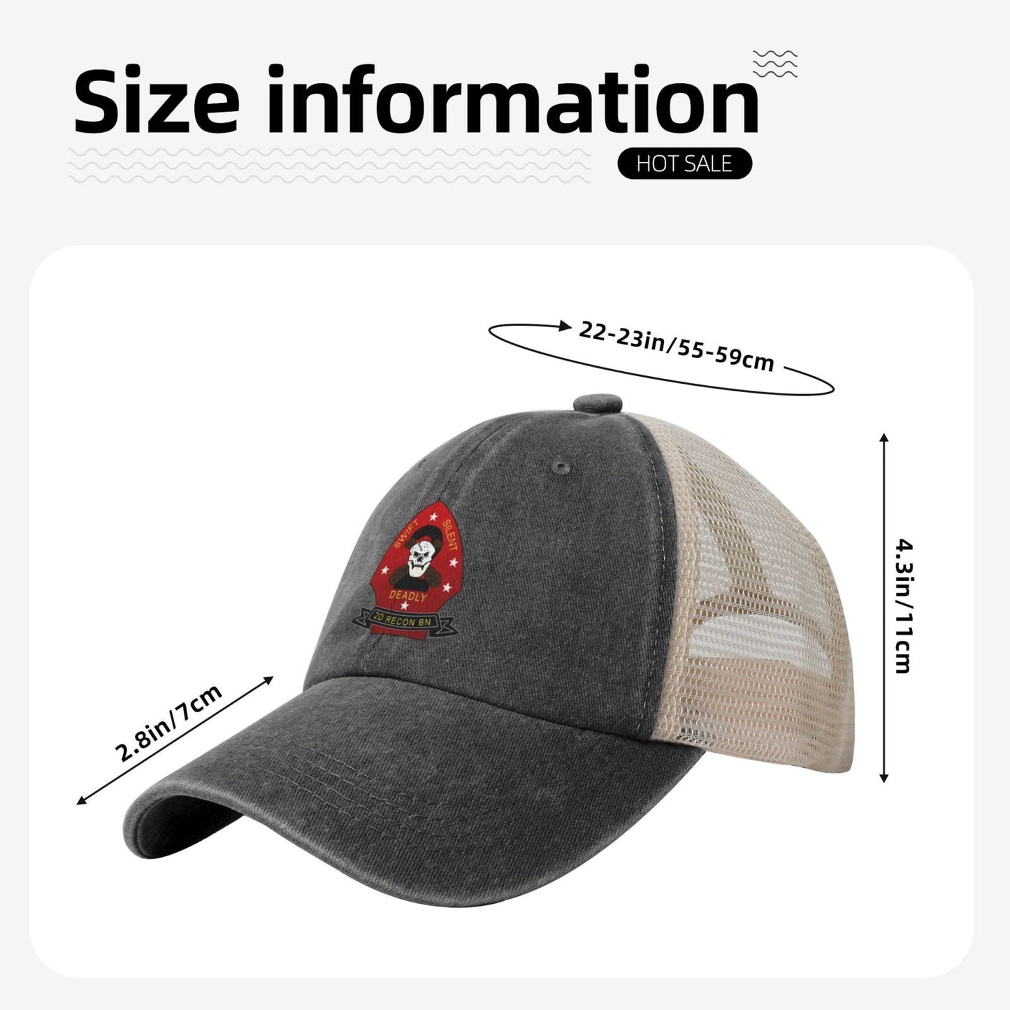 2d Reconnaissance Battalion Insignia Printed unisex baseball cap adjustable grid baseball cap veteran gift
