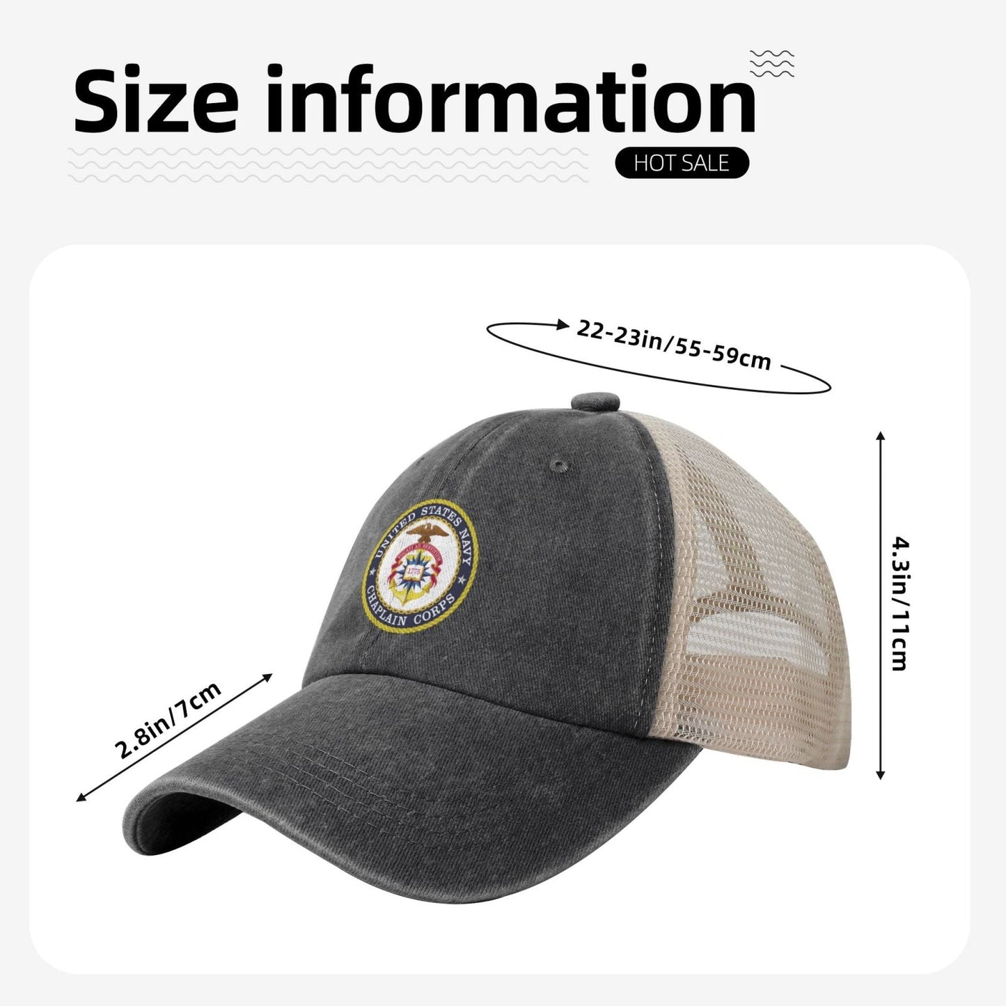 Seal Of The United States Navy Chaplain Corps Printed unisex baseball cap adjustable grid baseball cap veteran gift