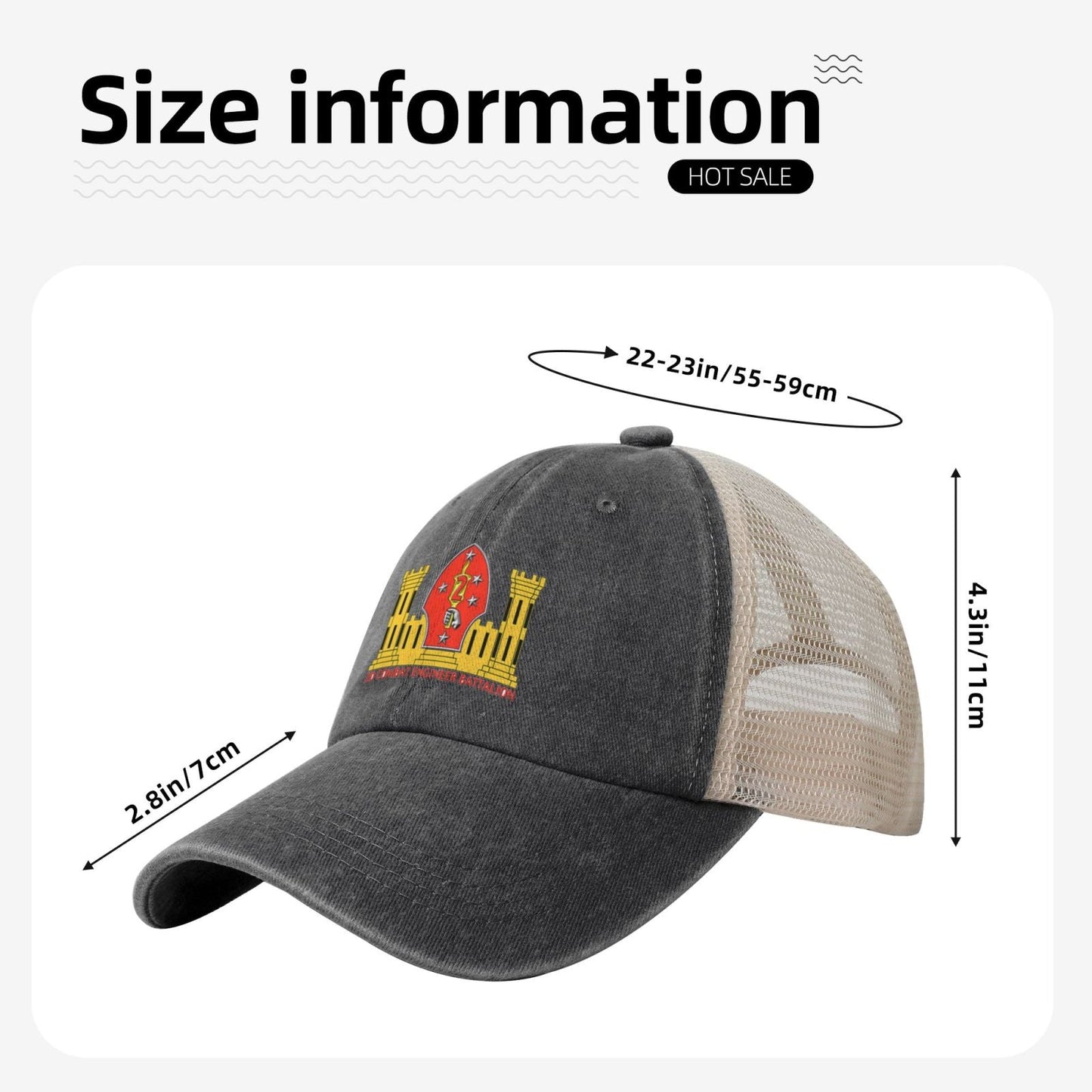 2nd CEB Insignia Printed unisex baseball cap adjustable grid baseball cap veteran gift