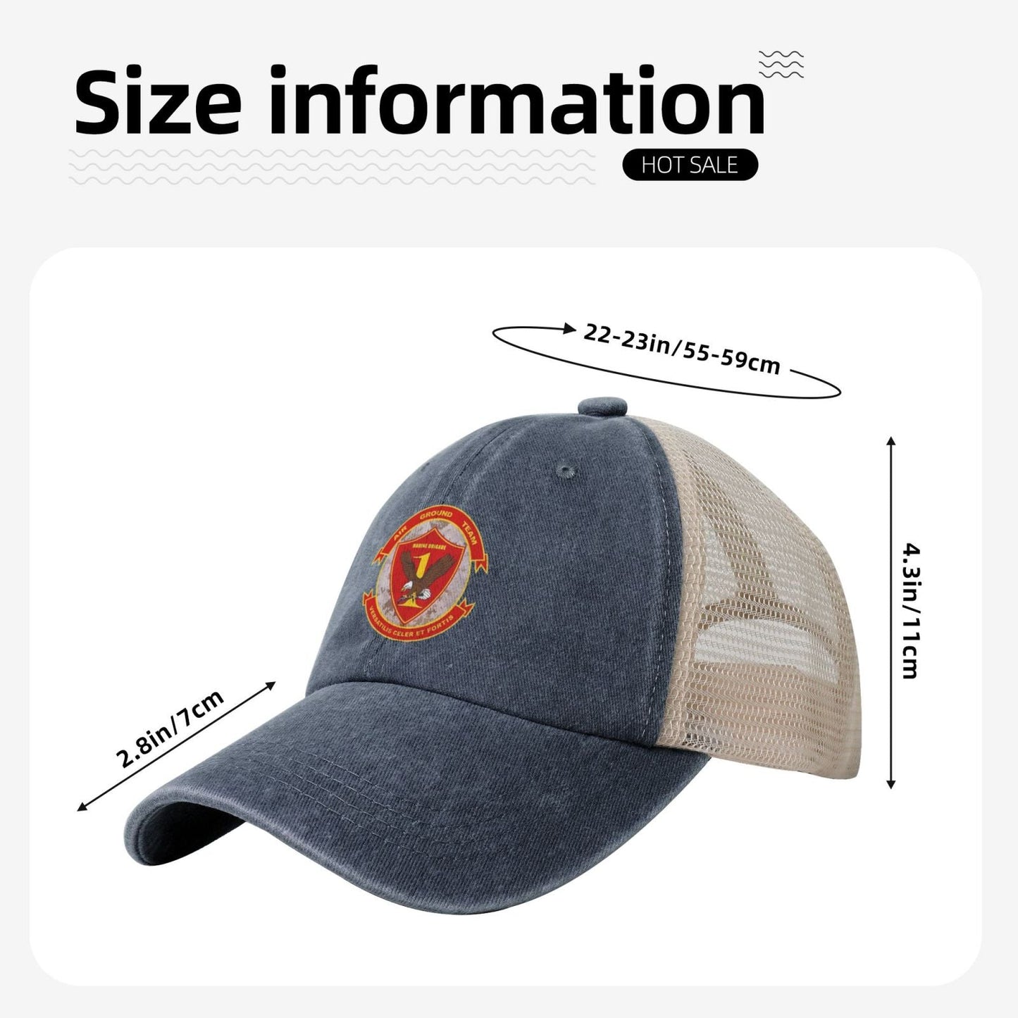 1MEB Printed unisex baseball cap adjustable grid baseball cap veteran gift