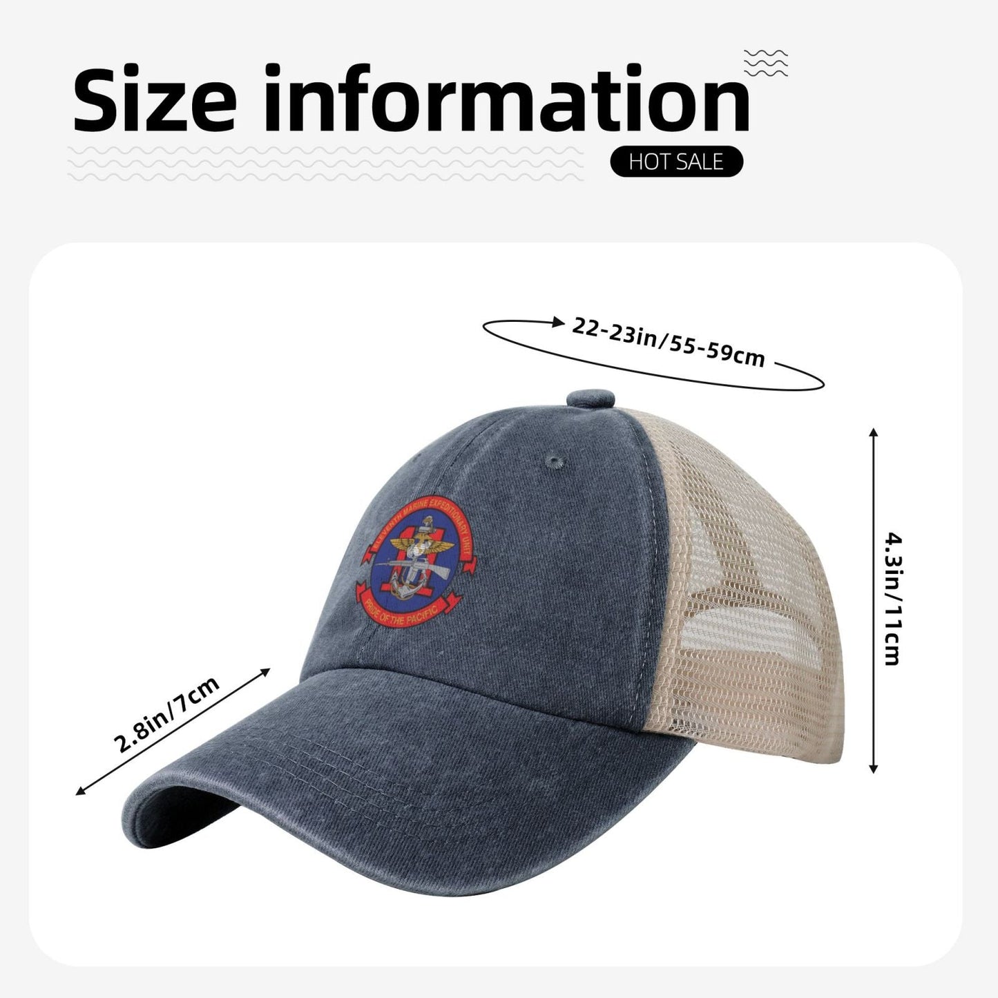 11th MEU Insignia Printed unisex baseball cap adjustable grid baseball cap veteran gift