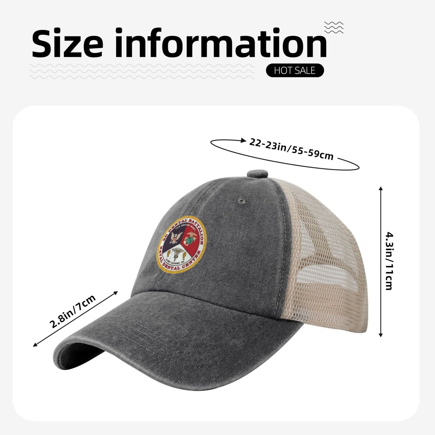 2d Dental Battalion Printed unisex baseball cap adjustable grid baseball cap veteran gift