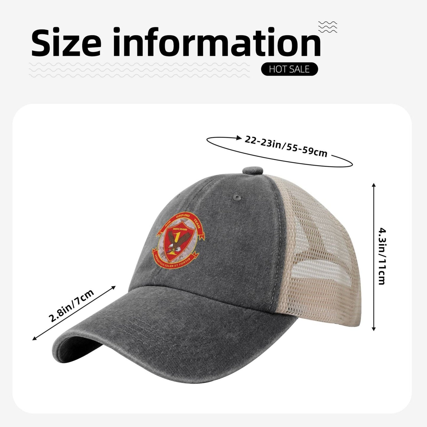 1MEB Printed unisex baseball cap adjustable grid baseball cap veteran gift