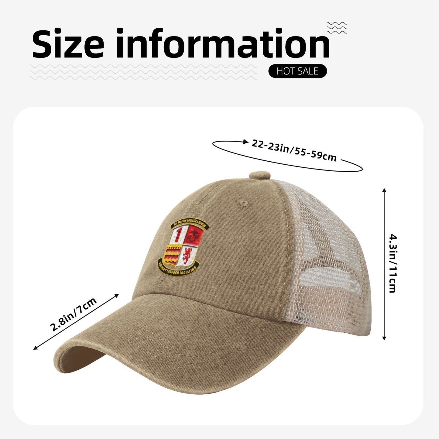 1stMLG Insignia Printed unisex baseball cap adjustable grid baseball cap veteran gift