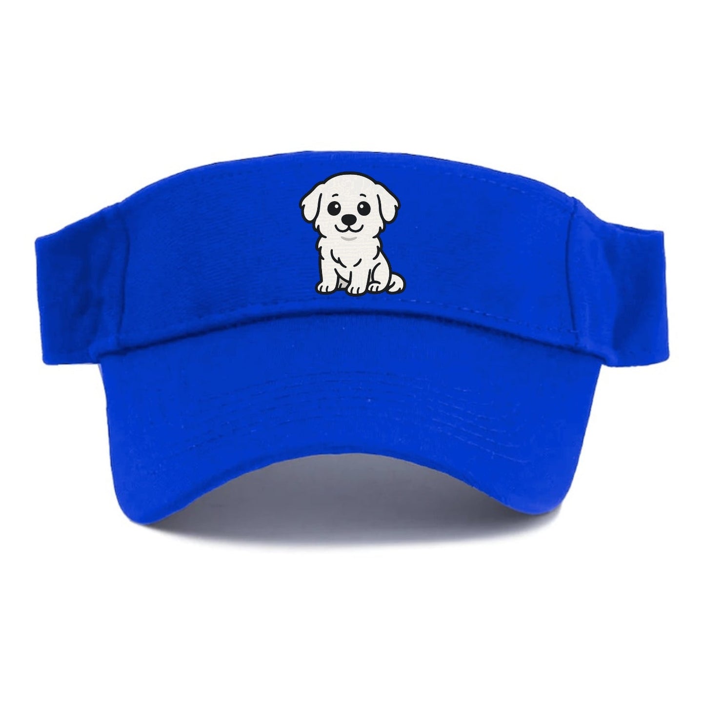 Great Pyrenees White Fluffy Sitting Pose Portrait Design Visor