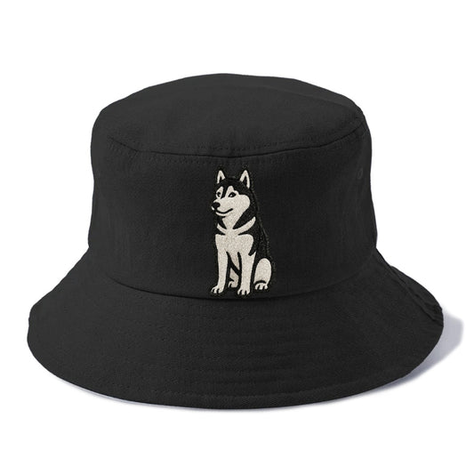 Siberian Husky Black White Loyal Spirit Bucket Hat