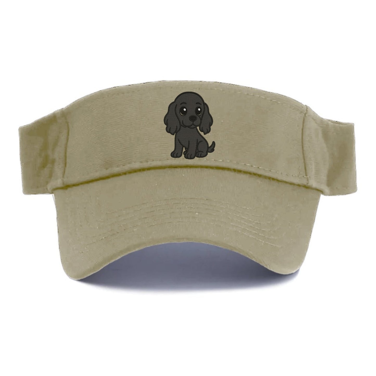 Cocker Spaniel Black Sitting Pose With Long Ears Portrait Design Visor