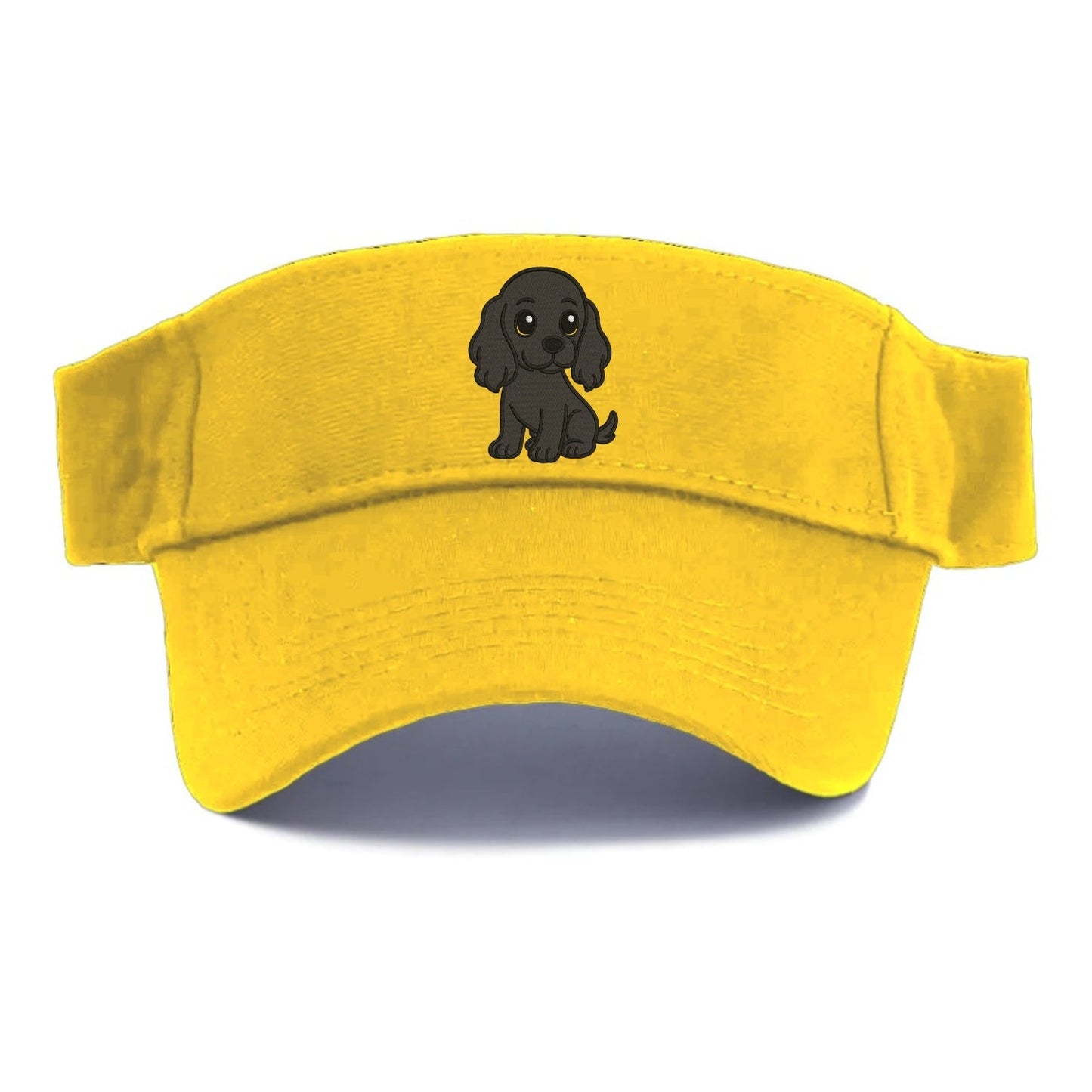 Cocker Spaniel Black Sitting Pose With Long Ears Portrait Design Visor