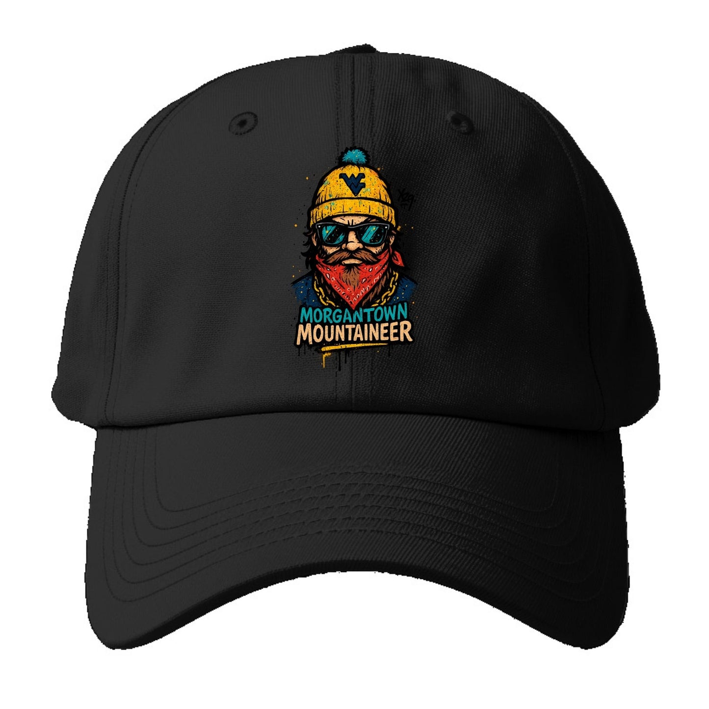Morgantown Mountaineer wearing West Virginia beanie with WV patch - Baseball Cap