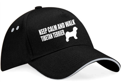 Keep Calm & Walk Tibetan Terrier Baseball Cap Dog Lovers Gift For Men & Ladies