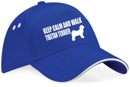 Keep Calm & Walk Tibetan Terrier Baseball Cap Dog Lovers Gift For Men & Ladies