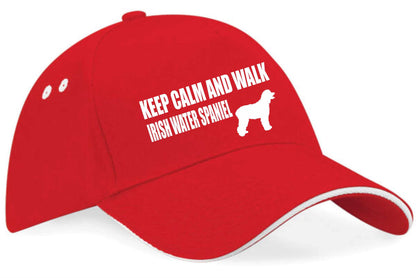 Keep Calm & Walk Irish Water Spaniel Baseball Cap Dog Lovers Gift Men & Ladies
