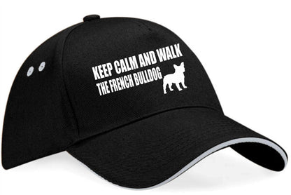Keep Calm & Walk French Bulldog Baseball Cap Dog Lovers Gift For Men & Ladies