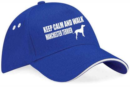 Keep Calm & Walk Manchester Terrier Baseball Cap Dog Lovers Gift Men & Ladies