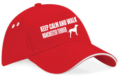 Keep Calm & Walk Manchester Terrier Baseball Cap Dog Lovers Gift Men & Ladies