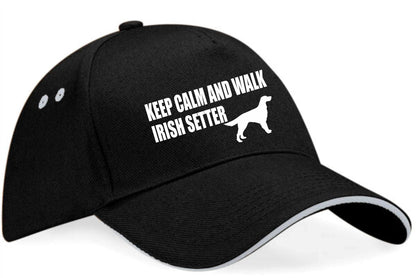 Keep Calm & Walk The Irish Setter Baseball Cap Dog Lovers Gift For Men & Ladies