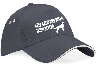 Keep Calm & Walk The Irish Setter Baseball Cap Dog Lovers Gift For Men & Ladies