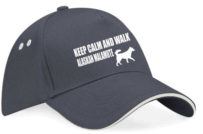 Keep Calm & Walk Alaskan Malamute Baseball Cap Dog Lovers Gift For Men & Ladies