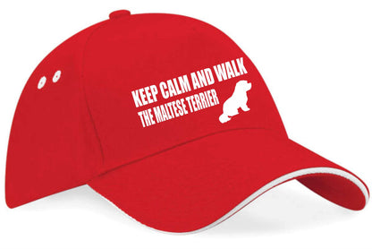 Keep Calm & Walk Maltese Terrier Baseball Cap Dog Lovers Gift Men & Ladies