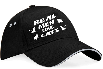 Real Men Love Cats Baseball Cap Fishing Birthday Gift For Men