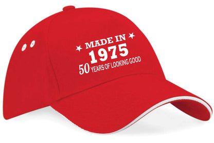 Made in 1975 50th Birthday Baseball Cap 50 Year Old Gift For Men & Ladies