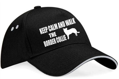 Keep Calm Walk The Border Collie Baseball Cap Dog Lovers Gift For Men & Ladies