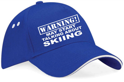Warning May Talk About Skiing Baseball Cap Sport Lovers Gift For Men & Ladies