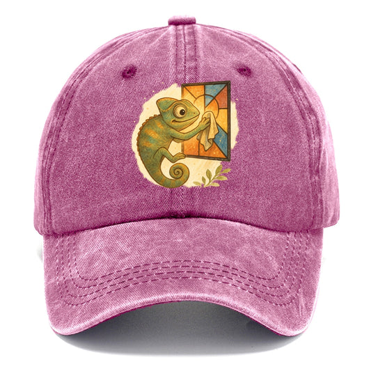 Chameleon blending into a stained-glass window it is polishing with delicate cloths - Classic Cap