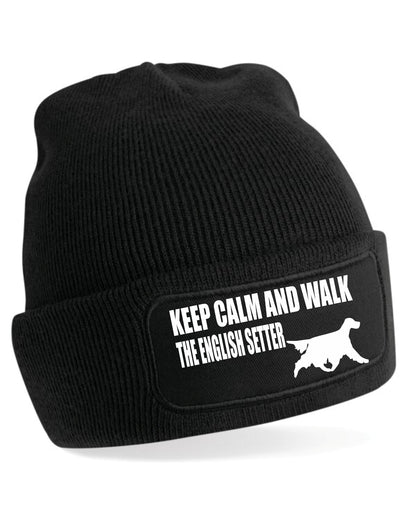 Keep Calm & Walk English Setter Beanie Hat Dog Lovers For Men & Ladies