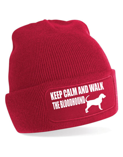 Keep Calm & Walk The Bloodhound Beanie Hat Dog Lovers Gift For Men & Ladies