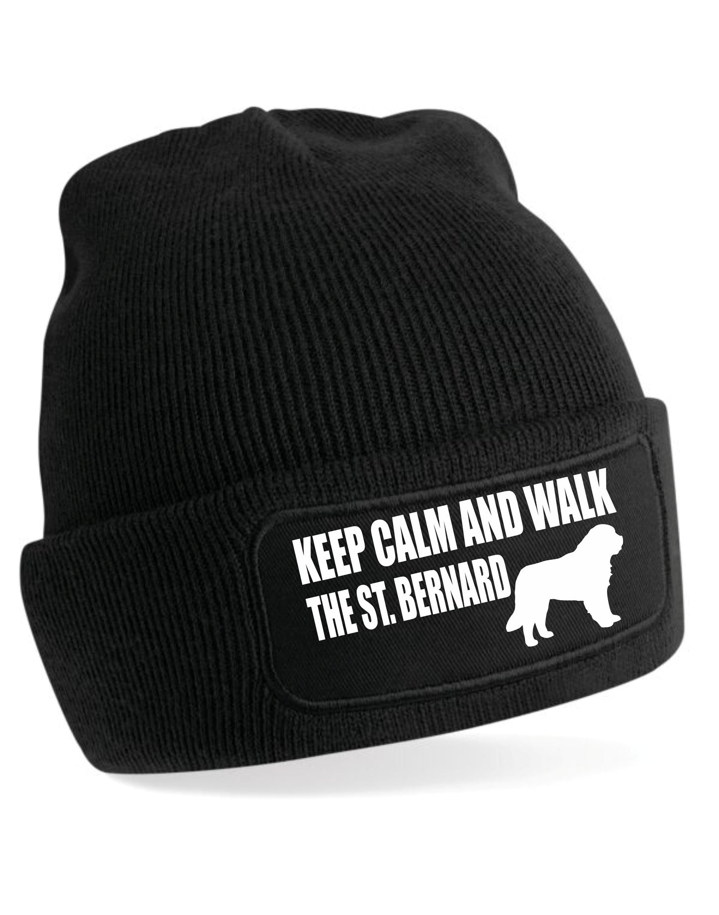 Keep Calm & Walk Saint Bernard Beanie Hat Dog Lovers Gift For Men & Ladies