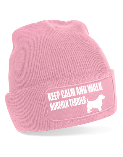 Keep Calm & Walk Norfolk Terrier Beanie Hat Dog Lovers Gift For Men & Ladies