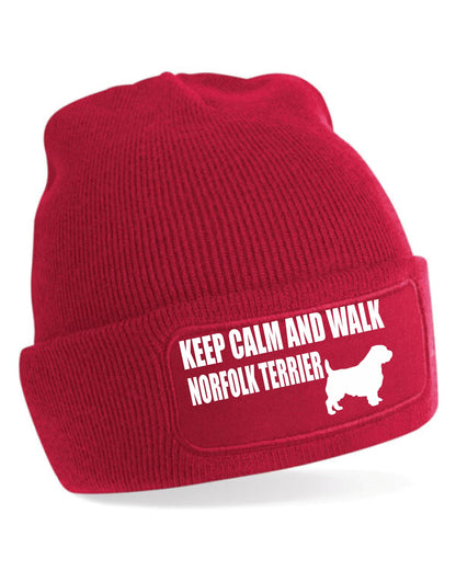 Keep Calm & Walk Norfolk Terrier Beanie Hat Dog Lovers Gift For Men & Ladies