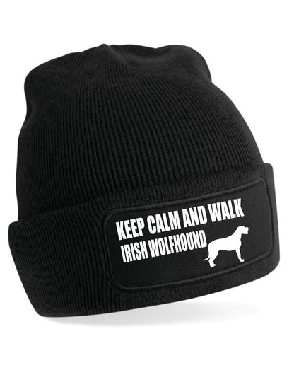 Keep Calm & Walk Irish Wolfhound Beanie Hat Dog Lovers Gift For Men & Ladies