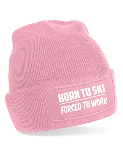 Born To Ski Beanie Hat Skiing  Gift For Men & Ladies Birthday Present