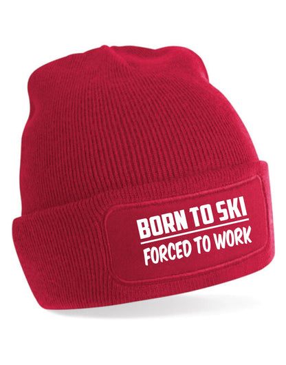 Born To Ski Beanie Hat Skiing  Gift For Men & Ladies Birthday Present