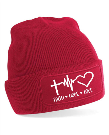 Faith Hope Love Beanie Hat Religious Birthday Gift For Men & Ladies