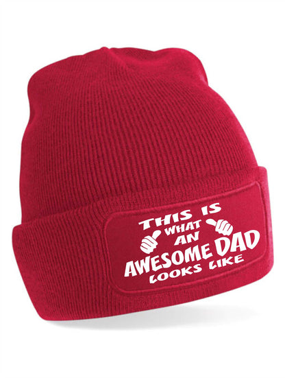 This Is What Awesome Dad Looks Like Gift For Men For Fathers Day Beanie Hat
