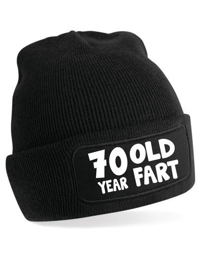 70 Year Old Fart Beanie Hat 70th Birthday Gift For Men & Ladies