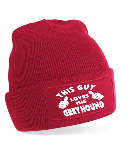 This Guy Loves His Greyhound Beanie Hat Funny Dog Lovers Gift For Men