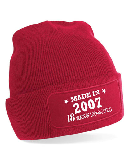 18th Birthday Made In 2007 Beanie Hat Gift for 18 Year Old For Men & Ladies