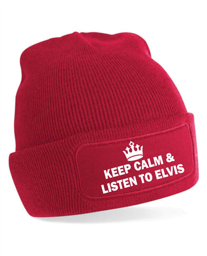 Keep Calm & Listen To Elvis Beanie Hat Music Lovers Gift For Men & Ladies